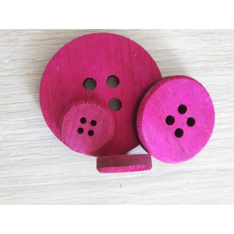 WOOD BOTTON PZ.30 3 SIZES FUXIA