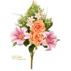 FRONTALE ROSE E LILIUM ARANCIO