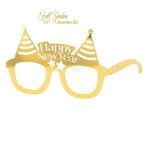 6 OCCHIALI CARTA HAPPY NEW YEAR BIANCO/ORO