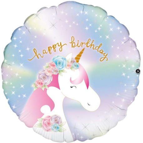 PALLONCINO 18 HAPPY BIRTHDAY  UNICORNO PASTEL